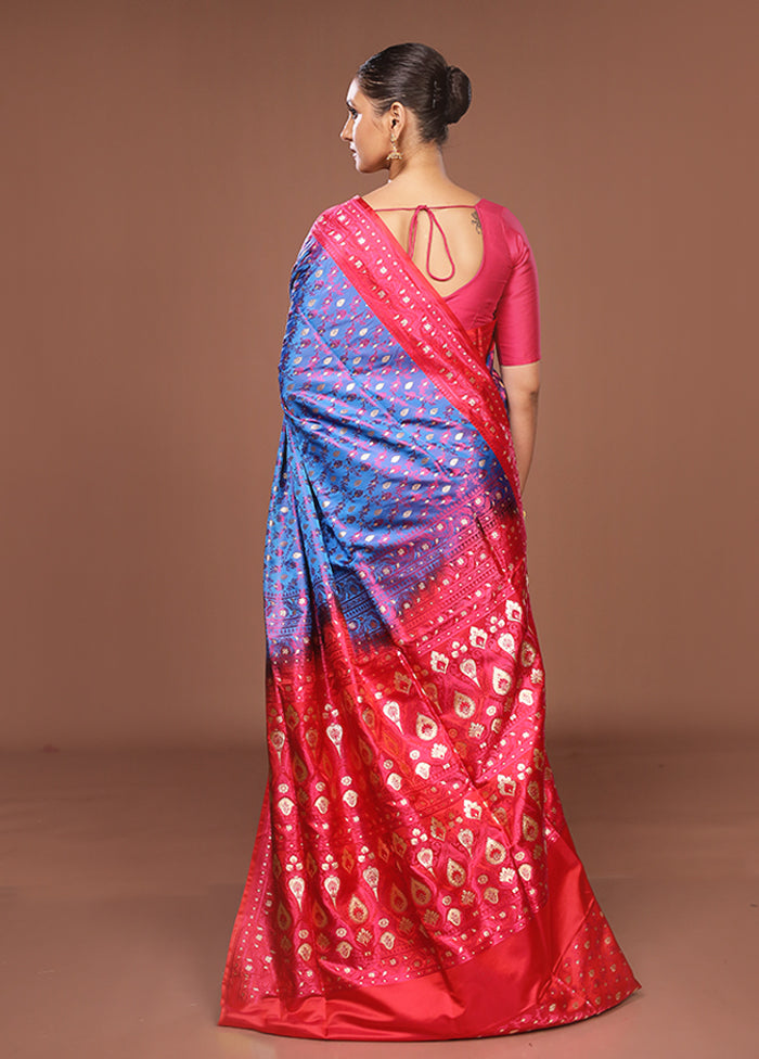 Blue Tanchoi Silk Saree With Blouse Piece