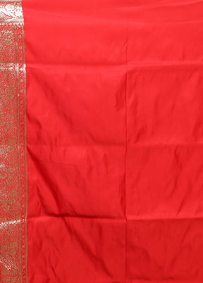 Red Banarasi Silk Saree With Blouse Piece
