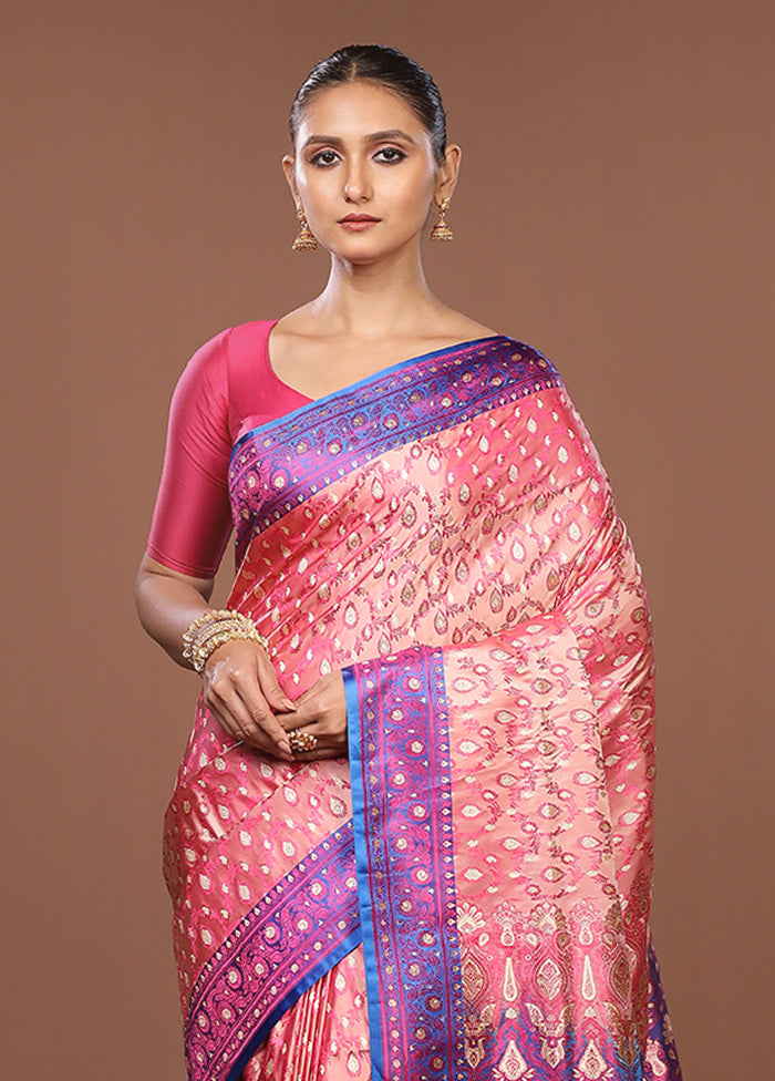 Pink Tanchoi Silk Saree With Blouse Piece