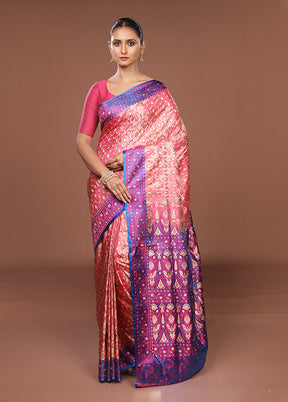 Pink Tanchoi Silk Saree With Blouse Piece