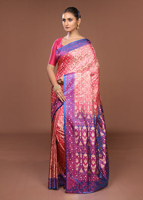 Pink Tanchoi Silk Saree With Blouse Piece