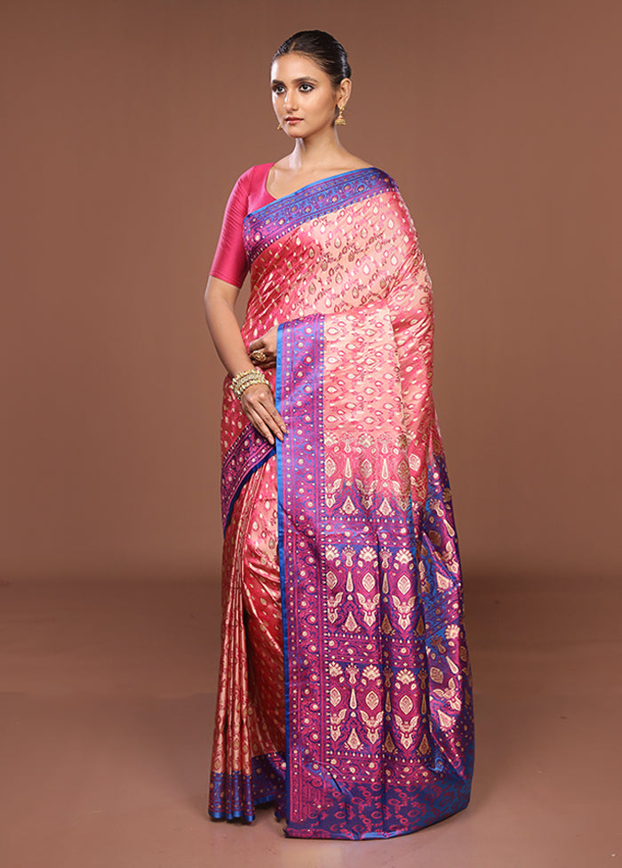 Pink Tanchoi Silk Saree With Blouse Piece