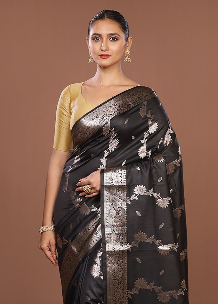 Black Dupion Silk Saree With Blouse Piece