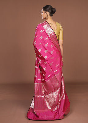 Pink Dupion Silk Saree With Blouse Piece