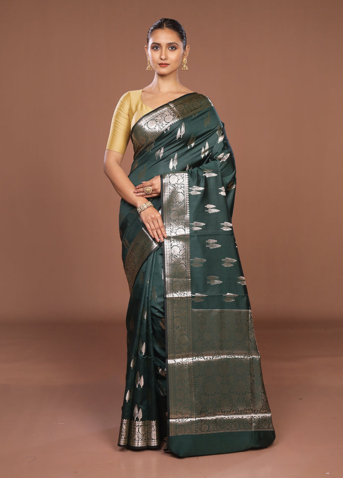 Green Dupion Silk Saree With Blouse Piece