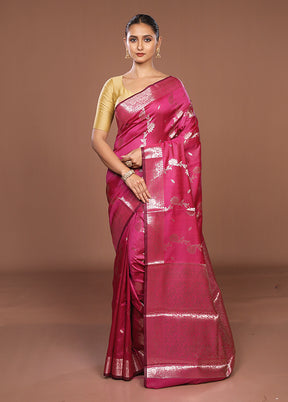 Pink Dupion Silk Saree With Blouse Piece