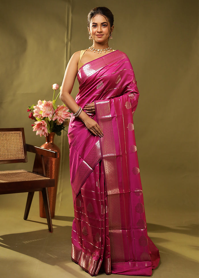 Purple Dupion Silk Saree With Blouse Piece