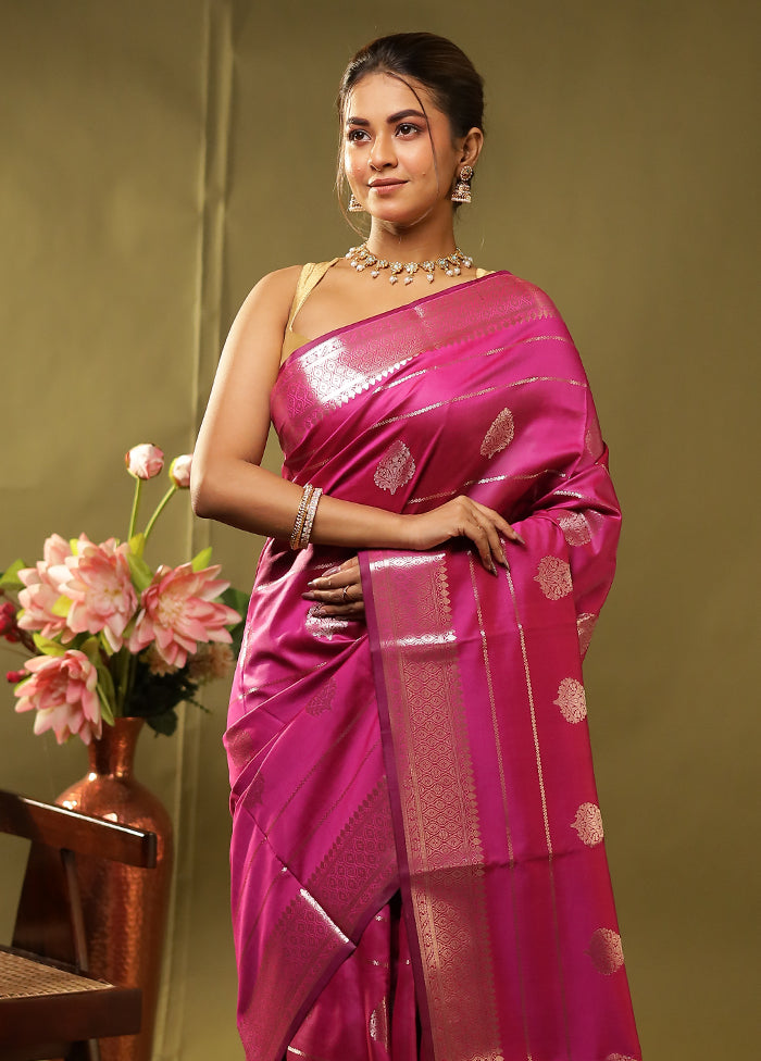 Purple Dupion Silk Saree With Blouse Piece