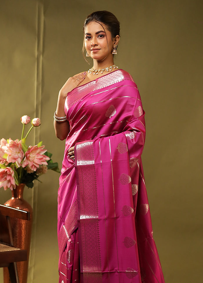 Purple Dupion Silk Saree With Blouse Piece