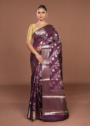 Maroon Dupion Silk Saree With Blouse Piece