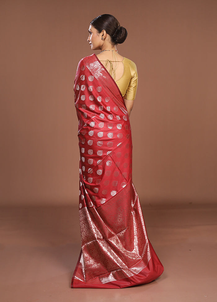 Red Dupion Silk Saree With Blouse Piece