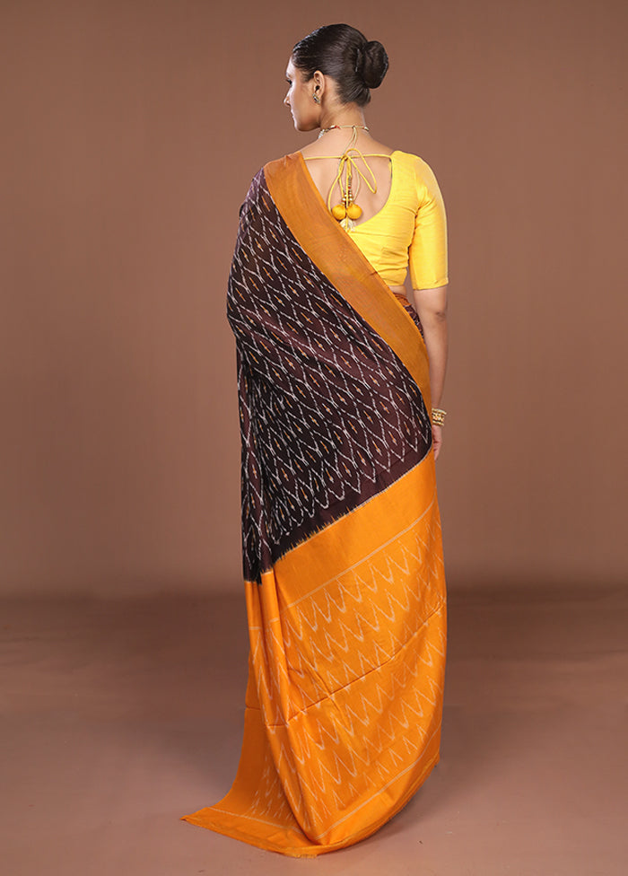 Maroon Ikkat Silk Saree With Blouse Piece