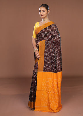 Maroon Ikkat Silk Saree With Blouse Piece