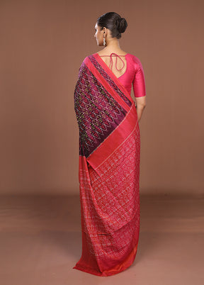 Purple Ikkat Silk Saree With Blouse Piece