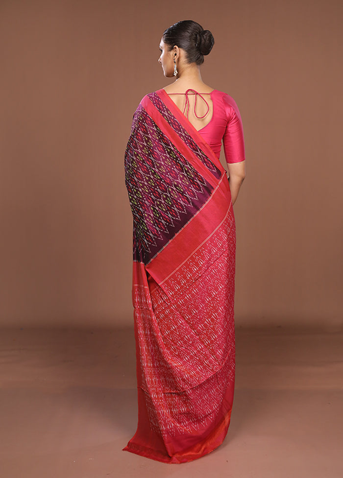 Purple Ikkat Silk Saree With Blouse Piece