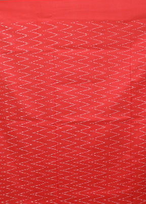 Red Ikkat Silk Saree With Blouse Piece