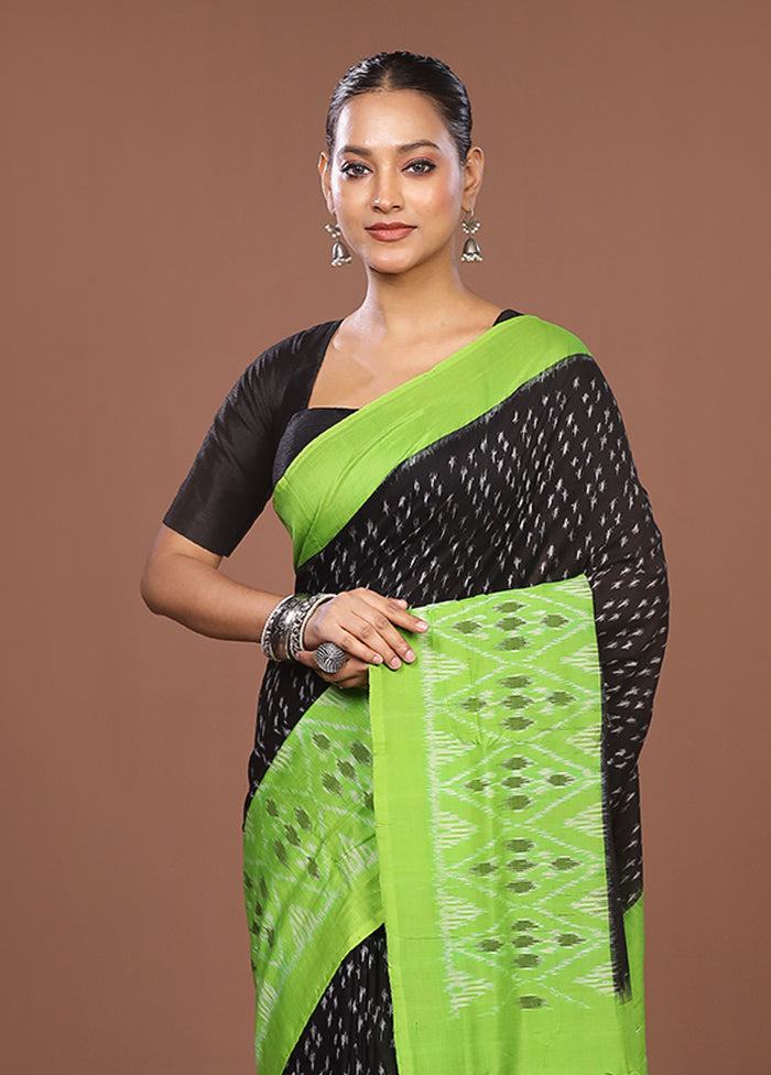 Black Ikkat Silk Saree With Blouse Piece