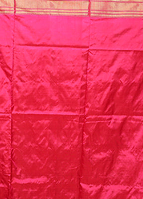 Blue Handloom Ikkat Pure Silk Saree With Blouse Piece