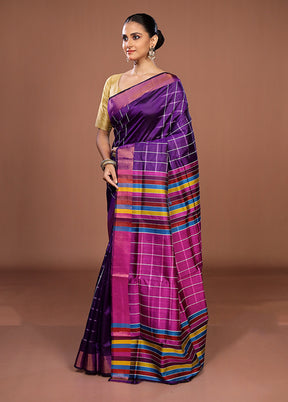 Blue Handloom Kanjivaram Pure Silk Saree With Blouse Piece