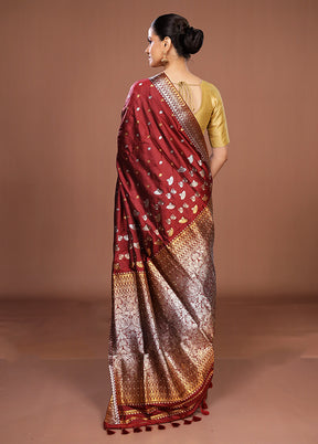 Red Assam Silk Saree With Blouse Piece