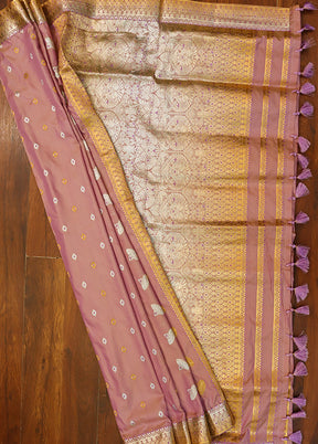 Pink Assam Silk Saree With Blouse Piece