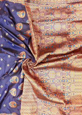 Purple Assam Silk Saree With Blouse Piece
