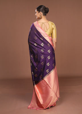Blue Dupion Silk Saree With Blouse Piece