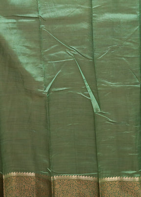 Green Dupion Silk Saree With Blouse Piece