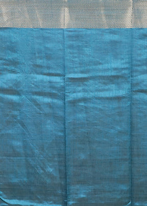 Blue Dupion Silk Saree With Blouse Piece