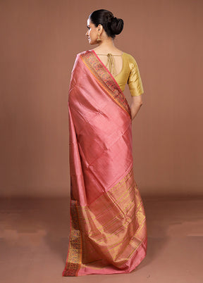 Pink Dupion Silk Saree With Blouse Piece