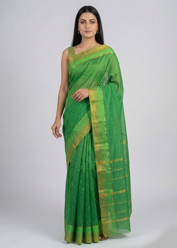 Green Kanjivaram Silk Saree With Blouse Piece