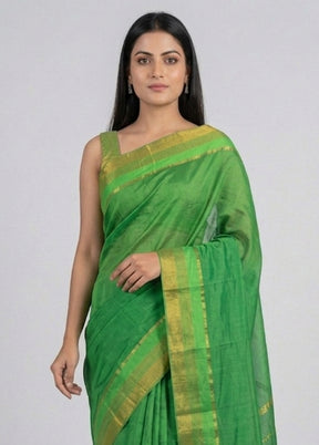 Green Kanjivaram Silk Saree With Blouse Piece