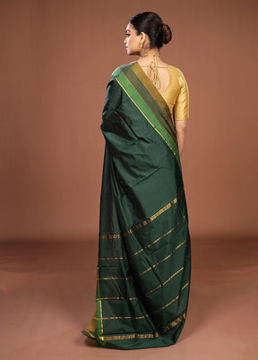 Green Kanjivaram Silk Saree With Blouse Piece