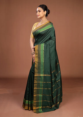 Green Kanjivaram Silk Saree With Blouse Piece
