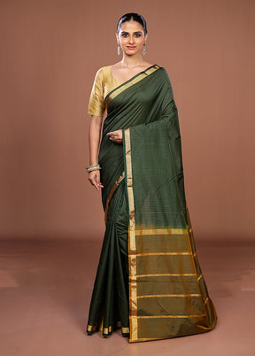 Green Kanjivaram Silk Saree With Blouse Piece