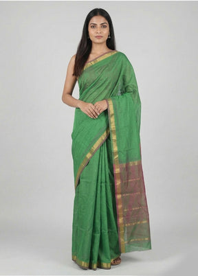 Green Kanjivaram Silk Saree With Blouse Piece