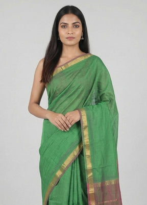 Green Kanjivaram Silk Saree With Blouse Piece