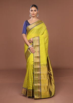 Green Gadwal Pure Silk Saree Without Blouse Piece