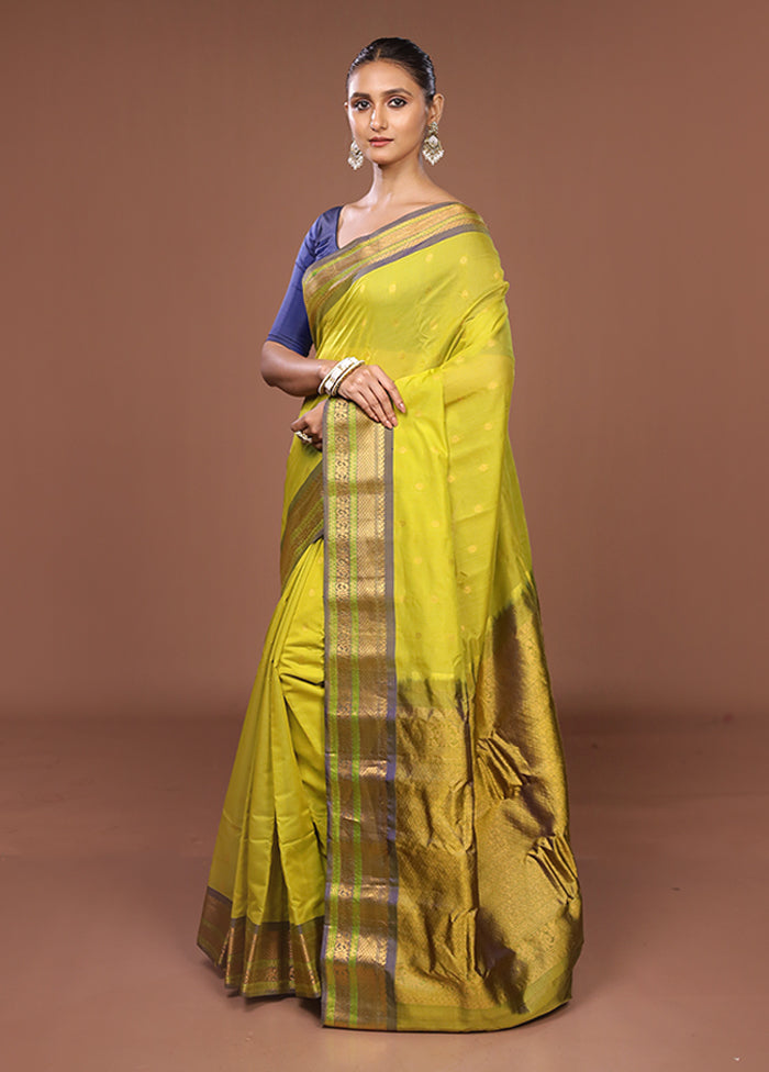 Green Gadwal Pure Silk Saree Without Blouse Piece