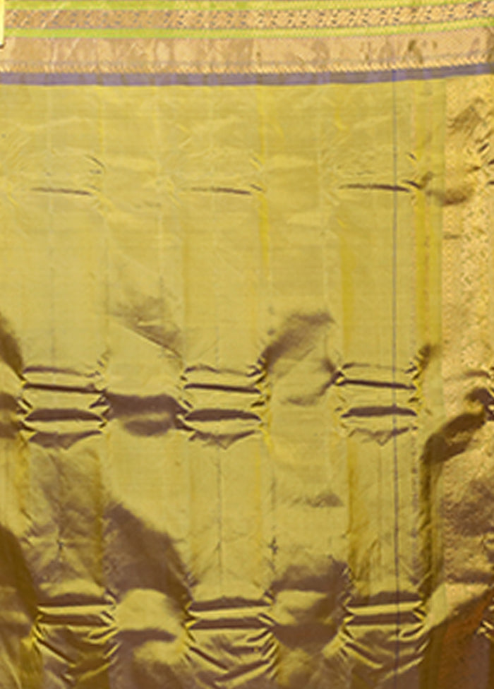 Green Gadwal Pure Silk Saree Without Blouse Piece