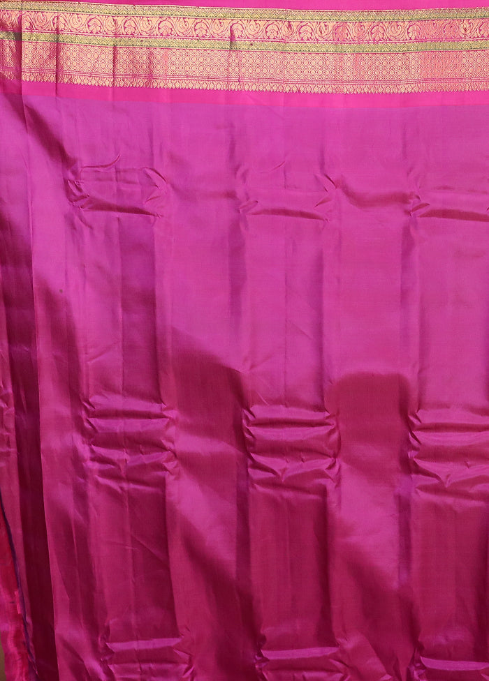 Purple Gadwal Pure Silk Saree Without Blouse Piece