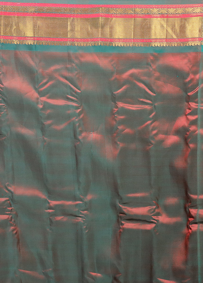 Orange Gadwal Pure Silk Saree Without Blouse Piece