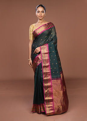 Green Gadwal Pure Silk Saree Without Blouse Piece