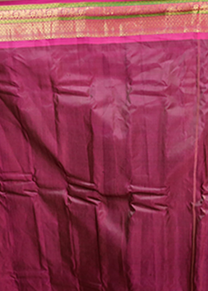 Green Gadwal Pure Silk Saree Without Blouse Piece