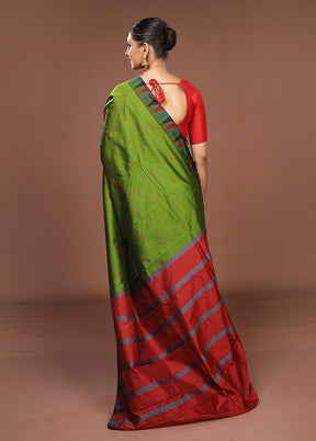 Green Kanjivaram Silk Saree With Blouse Piece