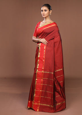 Maroon Kanjivaram Silk Saree With Blouse Piece