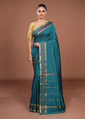 Green Kanjivaram Silk Saree With Blouse Piece