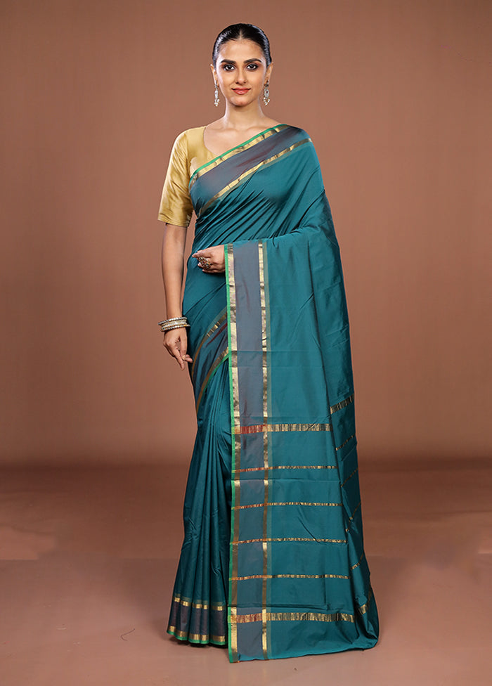 Green Kanjivaram Silk Saree With Blouse Piece