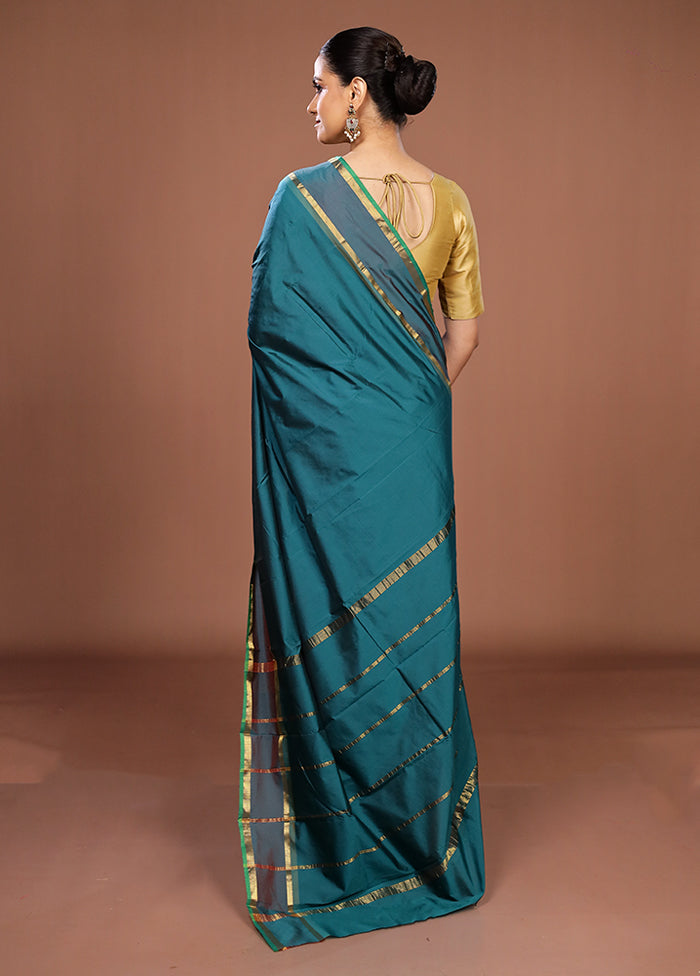 Green Kanjivaram Silk Saree With Blouse Piece
