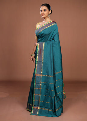 Green Kanjivaram Silk Saree With Blouse Piece